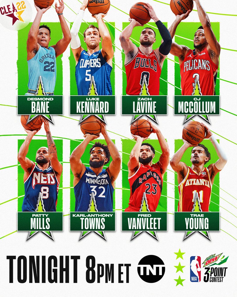 NBA All Star 3 sayı yarışması için hazırlanmış oyuncuların yer aldığı görsel