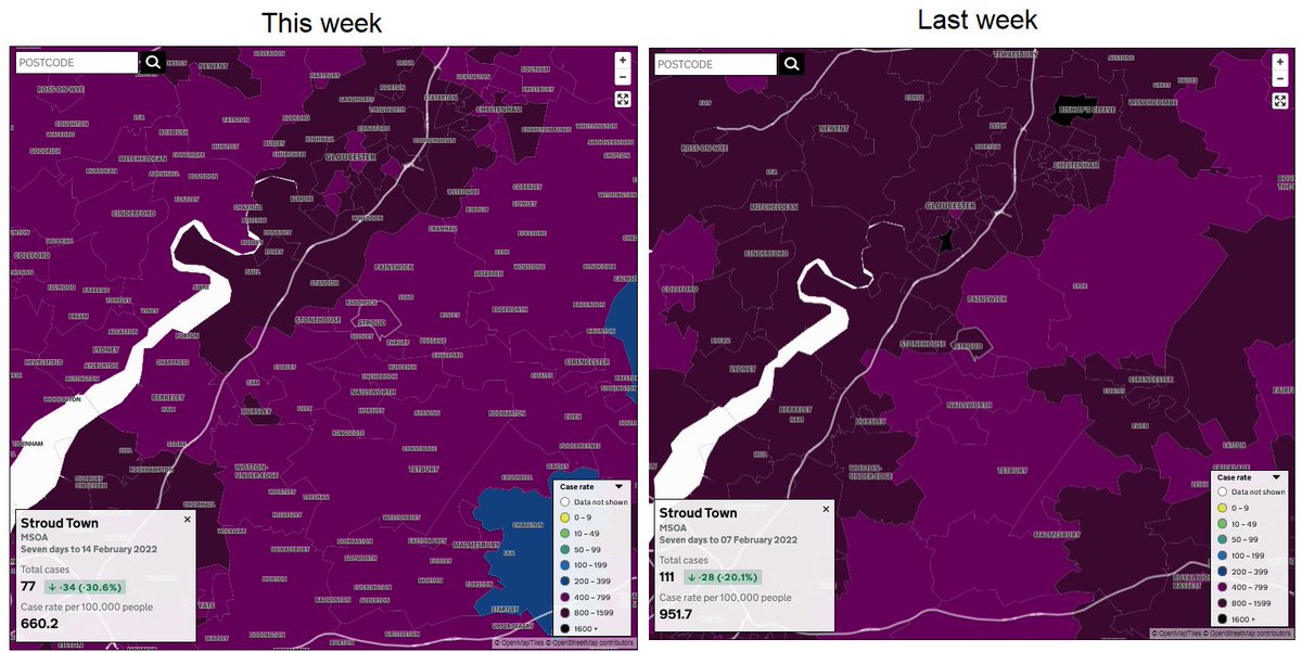 StroudCorona's tweet photo. Rates locally:
Lowest in #Ebley & #Randwick, ~1 in every 210 people testing positive in a week,
Highest in #Stroud district in #Frampton, #Whitminster & #Eastington at over double that rate, ~1 in every 100.
Highest in #Gloucestershire in Brockworth & Coopers Edge a~1 in every 80 https://t.co/CMLxLT2STo