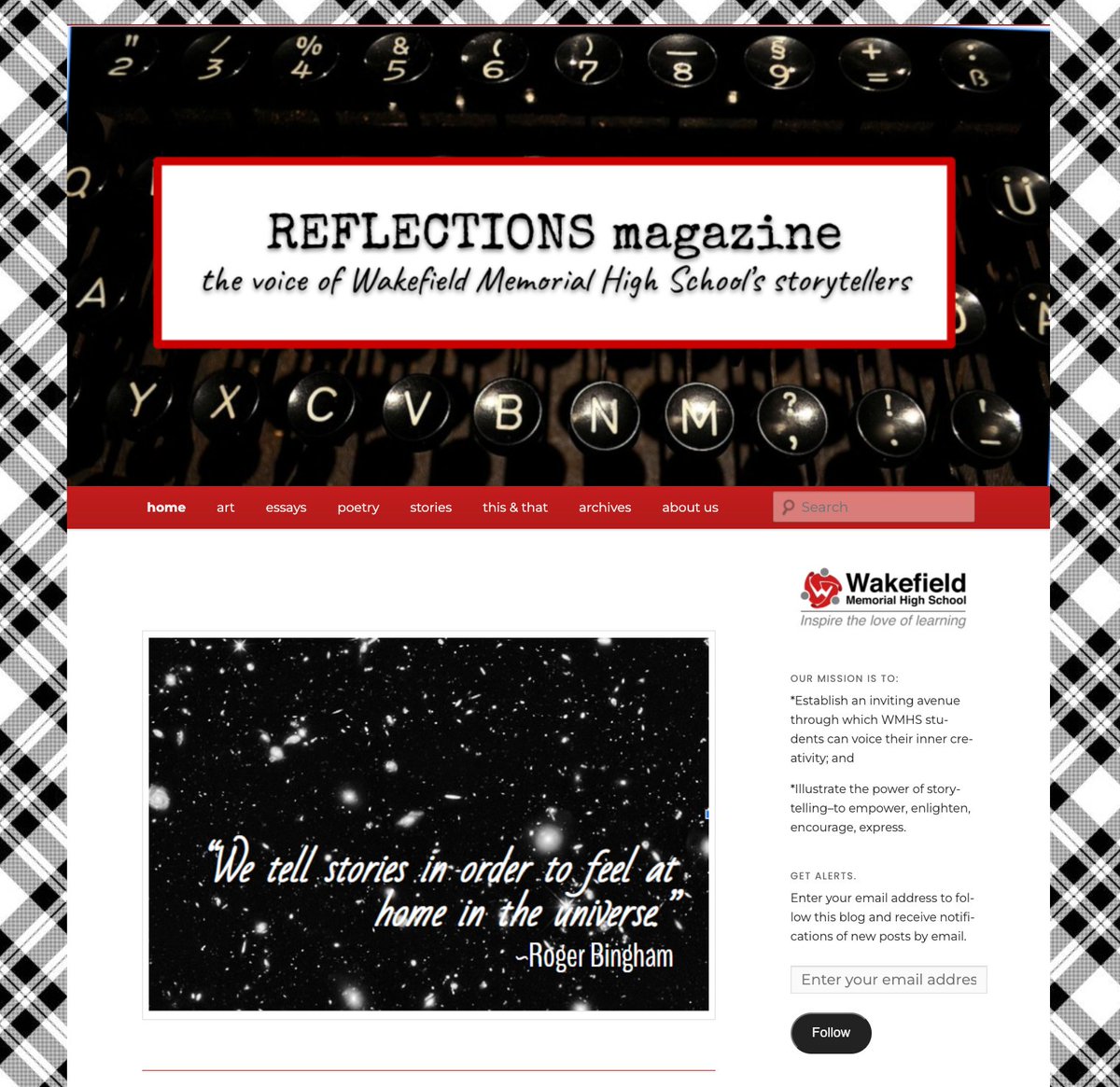 MsBethHughes's tweet image. In the market for some great storytelling, check out the student voices in REFLECTIONS, WMHS&apos; lit mag. (We may or may not have just won an award, too. Just sayin&apos;.) 😎 🗞📣 wp.me/PbizPV-fF  #WPSCommunity #StudentVoice  #proudteacherlady