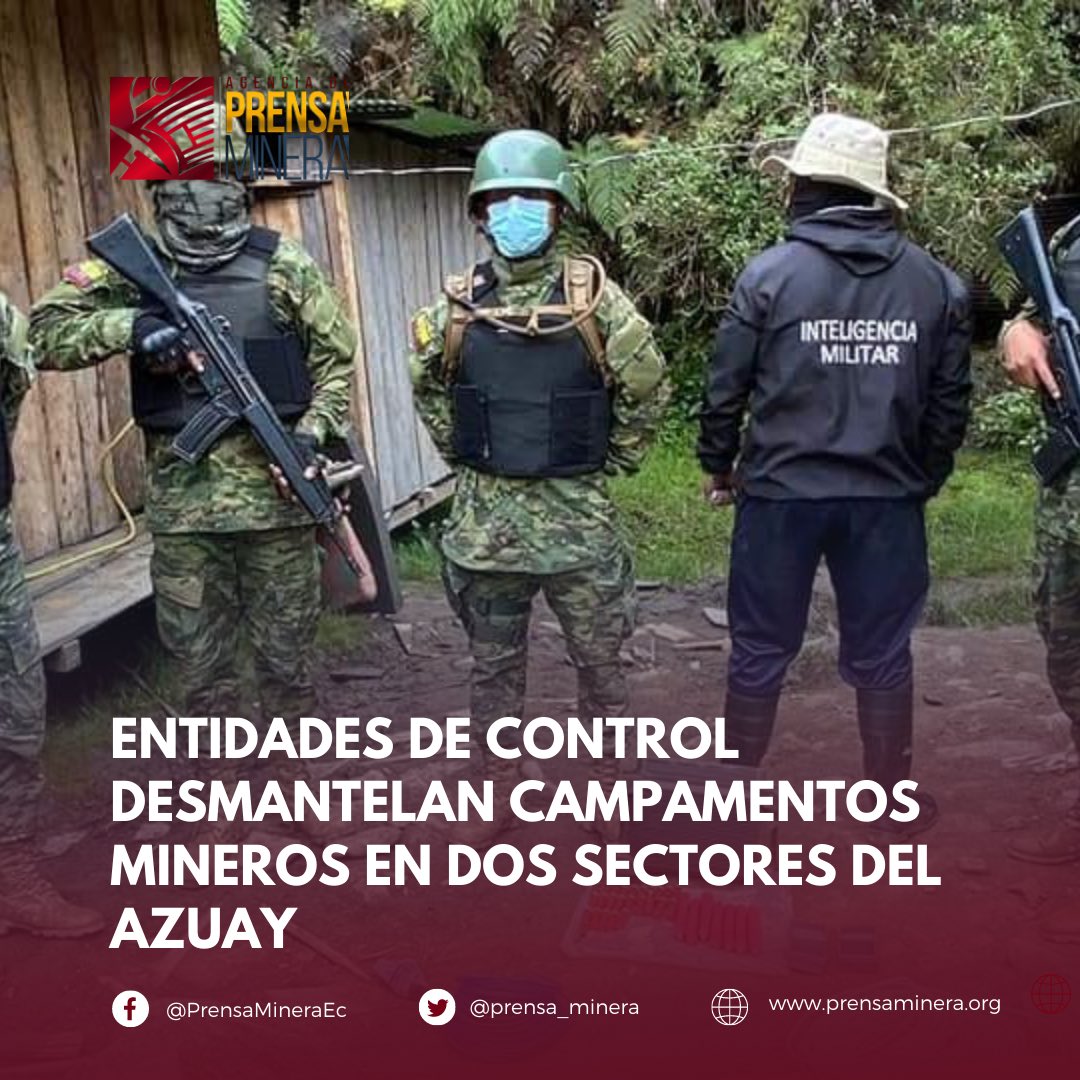 prensa_minera's tweet photo. En los sectores #Ayllón y #Gallos de cantón #Sigsig, provincia del Azuay, operaban campamentos mineros ilegales con equipos y maquinaria.
👉 https://t.co/T0YtV9WsNk… https://t.co/0ELj3EBsXo