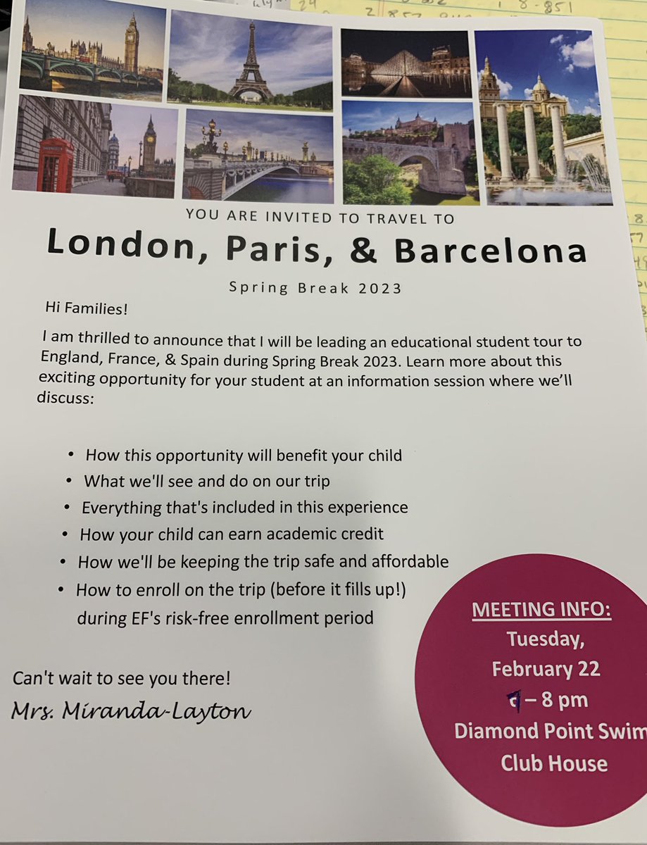 RoddyLayton's tweet photo. Spring Break Europe Trip meeting Tuesday at the Diamond Point Swim Club in Diamond Bar at 7pm @dadrhscage @DRCoachMartinez @drhscholarship @DRanchathletics @DRanchfootball https://t.co/bxXskFXsHy