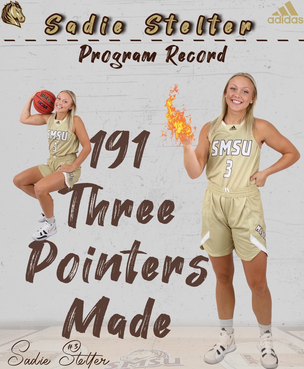 With a three to take a 46-45 lead at the 3:40 mark of the third quarter, Sadie Stelter has broke the program record for three-pointers in a career!