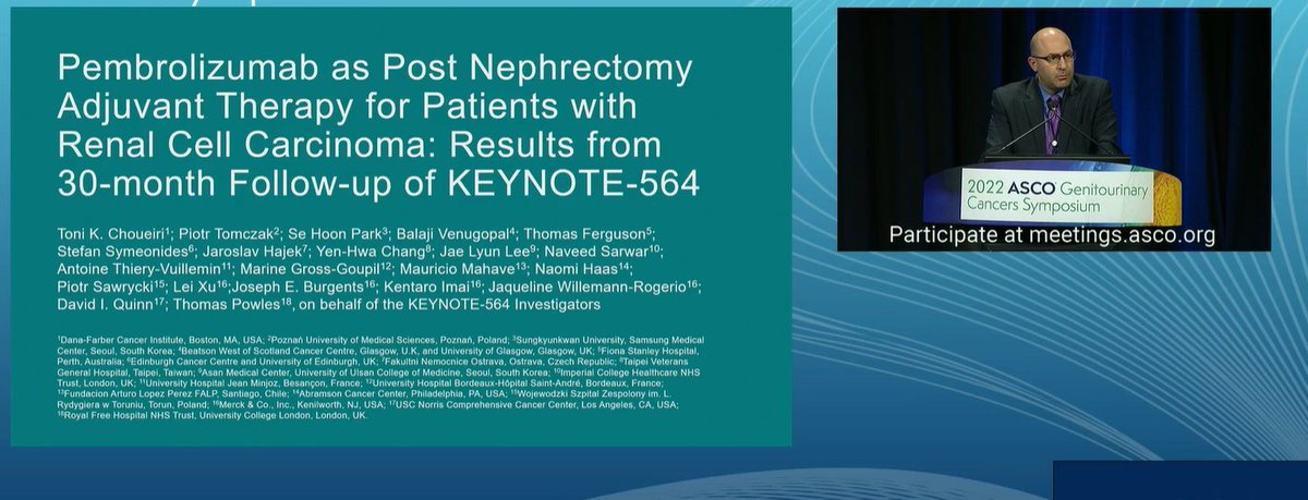 DrRanaMcKay's tweet photo. Exciting to hear the 30 month follow up from KN564 by @DrChoueiri DFS improved from 0.68 to 0.63. Impressive to see DFS benefit in intermediate-high, high, and M1 NED groups. https://t.co/QMbJV9xtKl