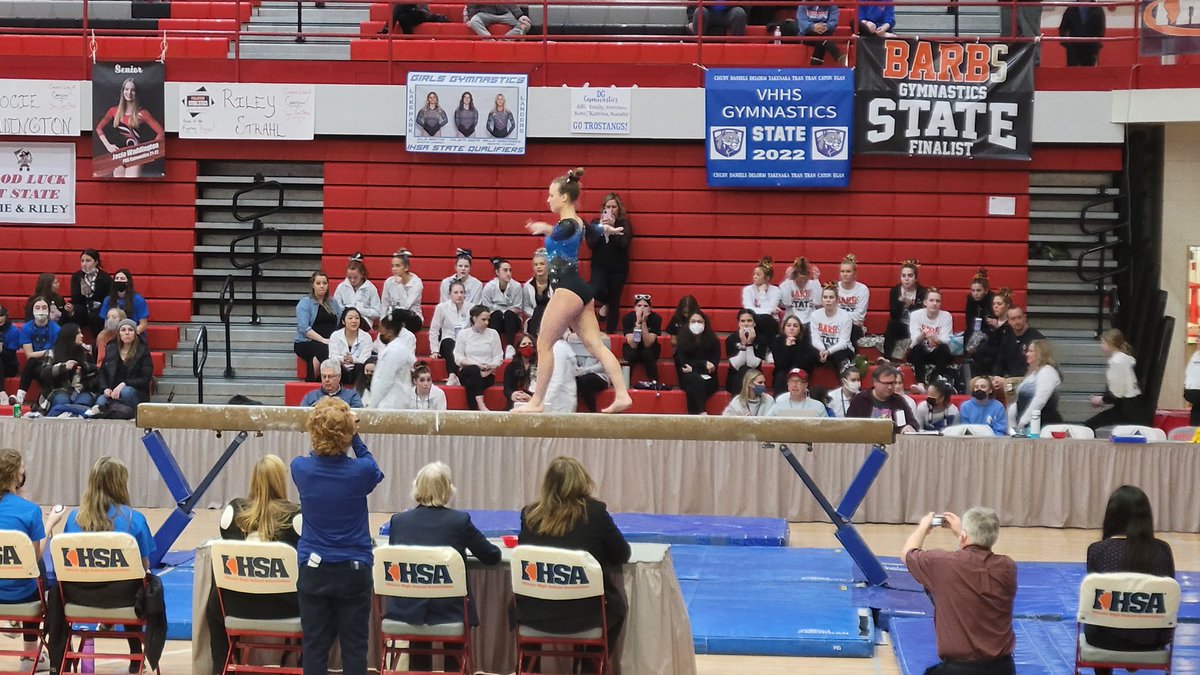 DGSSports's tweet photo. Congrats Katrina Carlson 5th place in State Beam! 7th place overall! Great Senior year! #DGSPride #OneTeamOneDream #GoTroStangs @DgGymnastics https://t.co/FVuxHAATEL