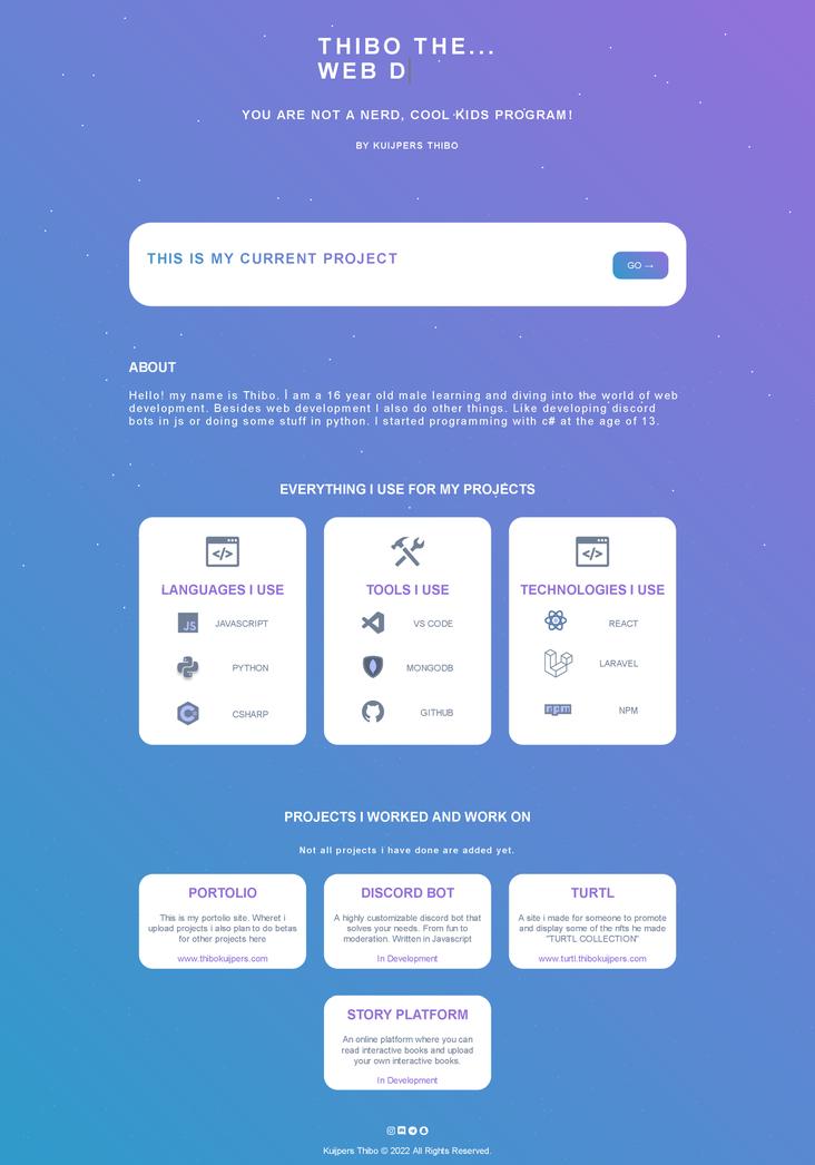ThiboDevs's tweet photo. My portfolio https://t.co/KnJtQVuaji

#site #website #webdevelopment #html #css #coding #coder #webdeveloper #javascript #Webdesign #Developers #developer https://t.co/9HfOwlhJRk
