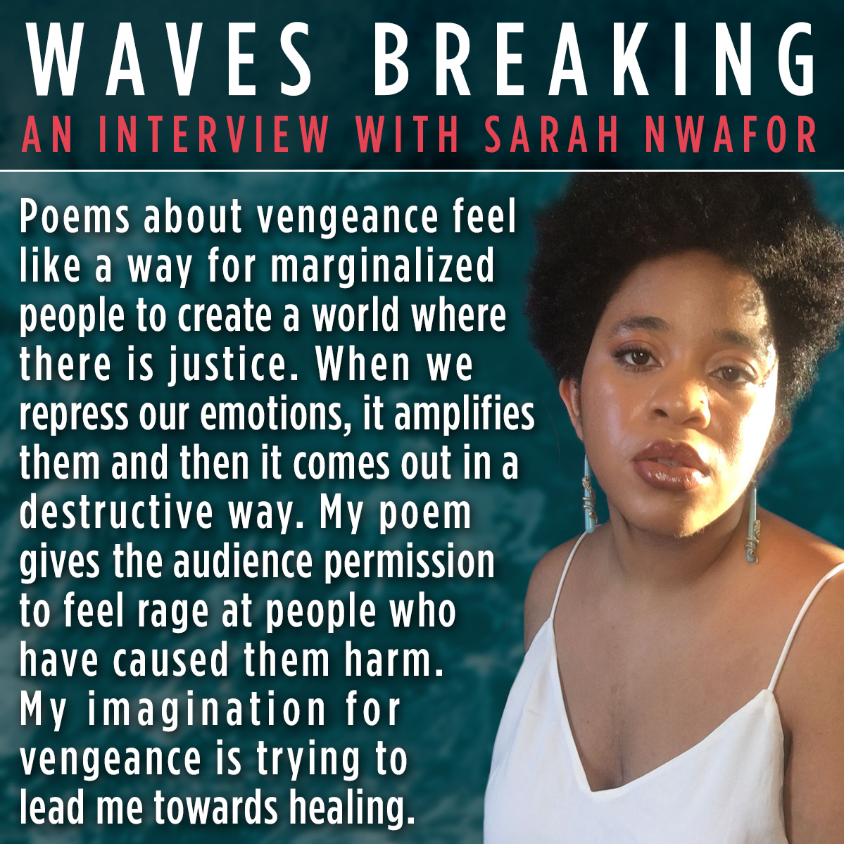 WavesBreakPod's tweet photo. Title Correction: New episode feat. Sarah Nwafor  (@nwafor_sarah) where we talk about their new chapbook "Already Knew You Were Coming." Listen here, or wherever you get your podcasts: https://t.co/VqSStYwjmV https://t.co/mdj7xcChXp