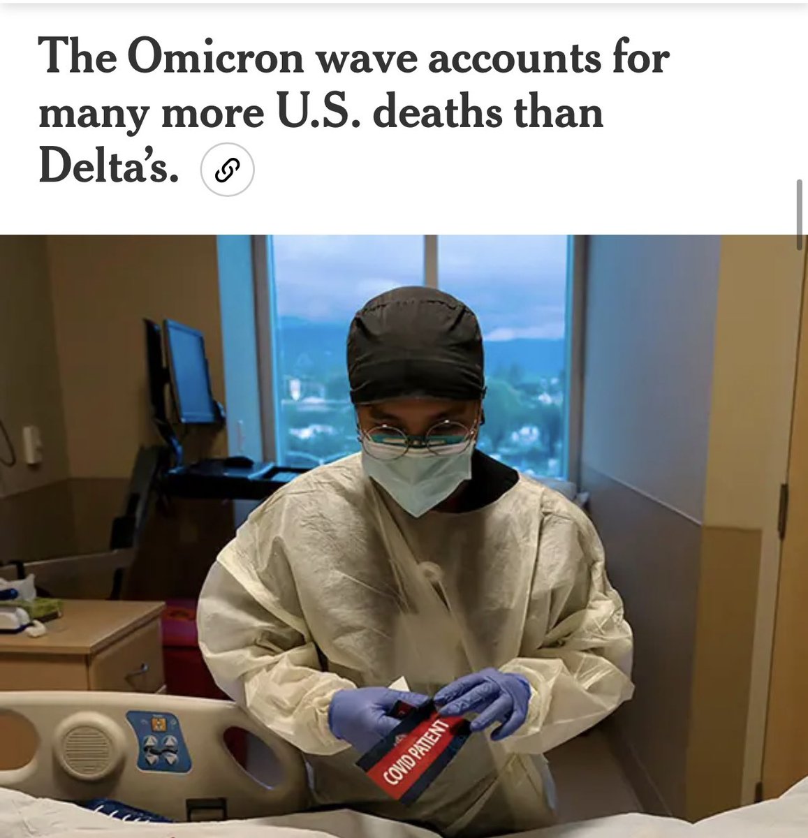 “The death toll during the Omicron wave is about 17 percent higher so far than the death toll in the Delta wave.” People downplaying population level effects of #Omicron in the USA are in dangerous denial. @nytimes