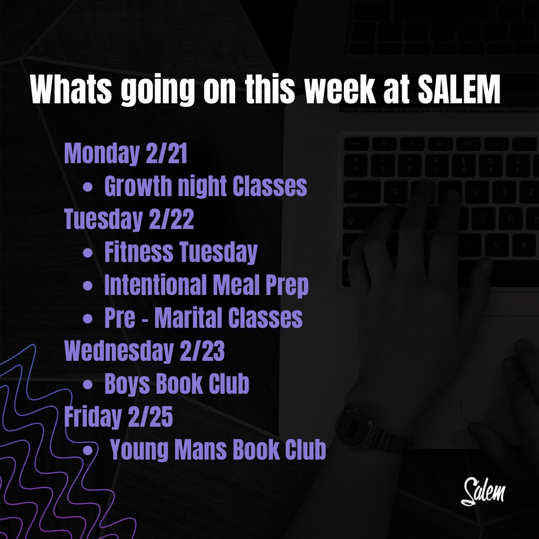 Check out our streaming schedule for the upcoming week. A list of our services &amp; classes so you can stay connected. Visit sbcoc.org to sign up! #salemchicago