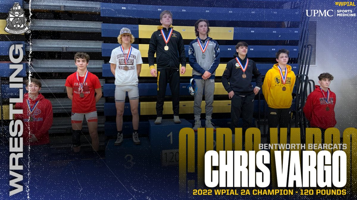 wpial7's tweet image. 𝐖𝐏𝐈𝐀𝐋 𝟐𝐀 𝐖𝐫𝐞𝐬𝐭𝐥𝐢𝐧𝐠 𝐂𝐡𝐚𝐦𝐩𝐢𝐨𝐧 - 𝟏𝟐𝟎 𝐏𝐨𝐮𝐧𝐝𝐬

🥇 - Chris Vargo (@BentworthSD)
🥈 - Cooper Hornack (@BSDBucs)
🥉 - Dylan Slovick (@BurgettstownA)

#WPIAL | 🤼🏆
