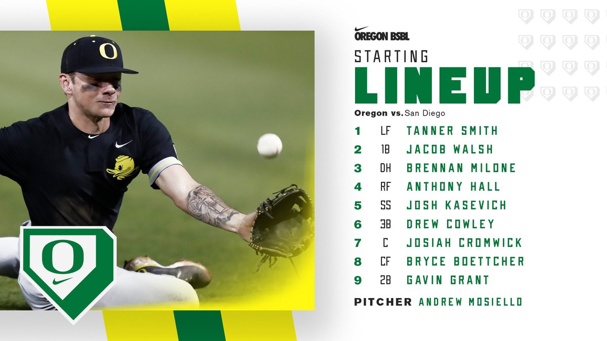 Here's tonight's lineup. Cowley, Cromwick and Boettcher get the nod after not starting the opener. #GoDucks

Watch: bit.ly/3v0DH3j
Listen: bit.ly/34NIrPdLive 
Stats: bit.ly/3rTUm6C