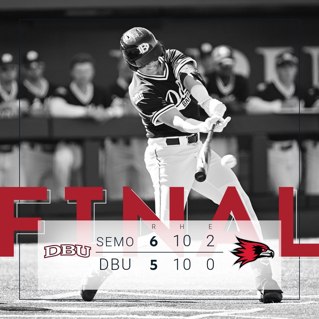 DBU_Baseball's tweet photo. The Redhawks come back to take game 2 in extras. 

Game time for the series finale is set for 1:00 p.m. tomorrow. https://t.co/INEHC9IBaC