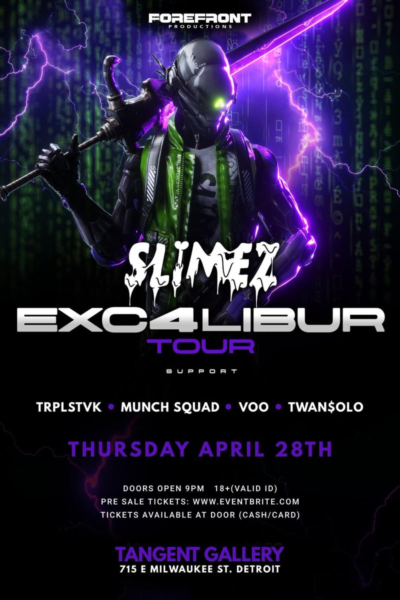 forefront_prod's tweet photo. . @OfficialSLIMEZ returns with new music! Thursday April 28th to the Tangent Gallery! https://t.co/JobbklQaFf