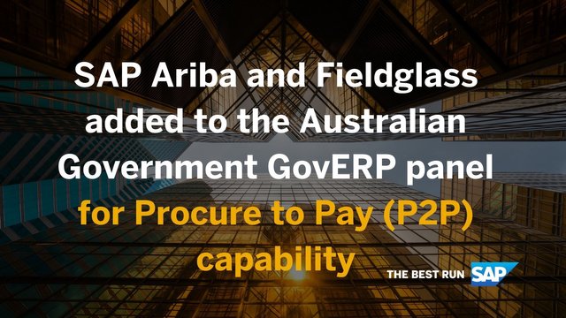 Great news that SAP Ariba and Fieldglass have been added to the GovERP panel for Procure to Pay (P2P) capability. Congratulations to the large, experienced, and local Canberra team on this momentous step forward. bit.ly/3v6X6j8