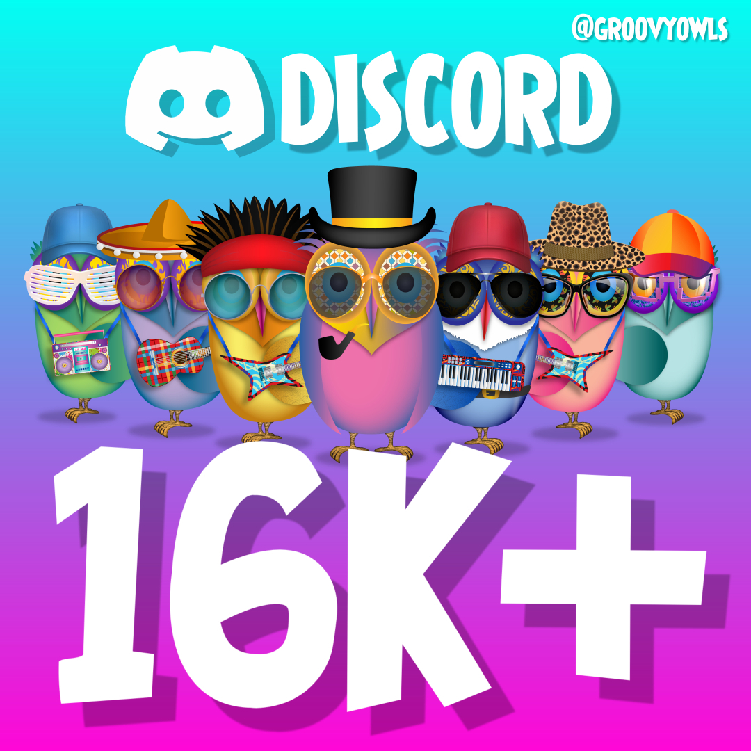 GroovyOwls's tweet image. 🎉 Congratulations 🎉

We have Crossed 16K Members on our Discord server discord.gg/groovyowls

2 x Whitelist Spots to be given away tonight. More engagements, more chances of being whitelisted.

#nft #nftcollector #skurpy #NFTdrop #NFTGIveaway