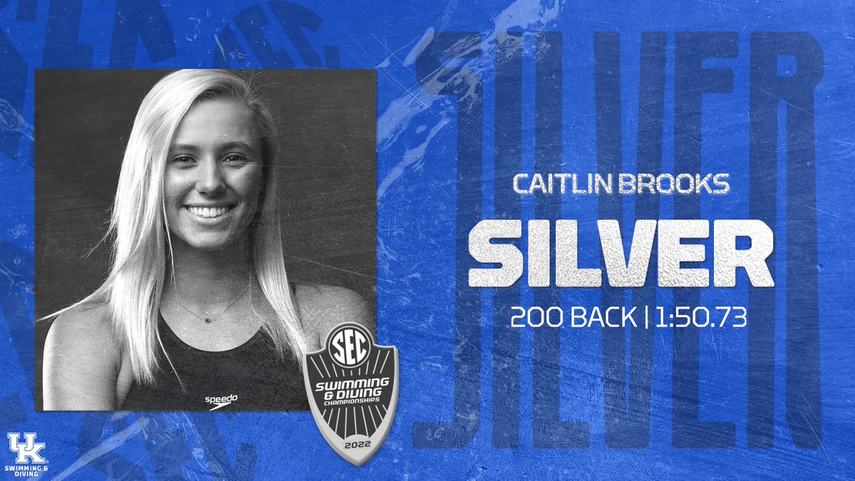 UKSwimDive's tweet photo. 𝐀𝐍𝐎𝐓𝐇𝐄𝐑 𝐌𝐄𝐃𝐀𝐋 𝐅𝐎𝐑 𝐂𝐀𝐈𝐓𝐋𝐈𝐍 🥈

@_caitlinbrooks earns 𝐬𝐢𝐥𝐯𝐞𝐫 in the women's 200 back with a lifetime best of 1:50.73, moving up to No. 4 in program history.

That's her second individual medal of the meet after scoring bronze in the 100 back. https://t.co/IorZevjNdZ