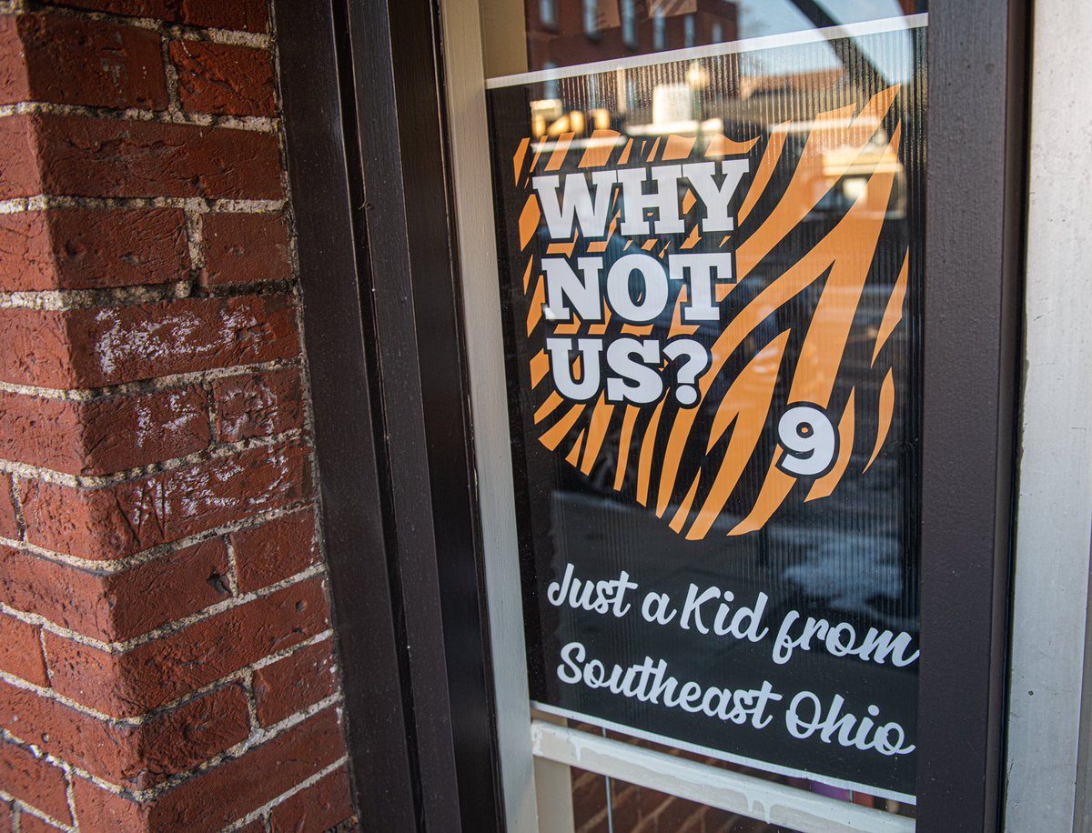 OHIOAlumni's tweet photo. Athens Pride 🧡💚

Uptown is painted in orange for tomorrow’s big game! 

#ForeverOHIO | #SuperBowl2022 https://t.co/AkuwijXDAW