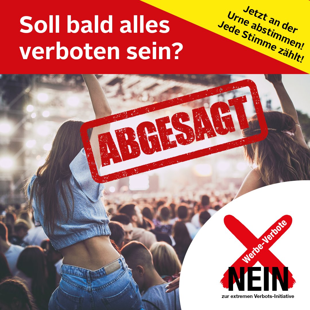 werbeverbote's tweet photo. Sagt Nein zur extremen Verbots-Initiative! Sie erschwert das Sponsoring von kulturellen Anlässen, weil sie Werbung verbieten will. #WerbeverboteNein #Werbeverbot #Abst22 https://t.co/s0HQIiLzbA