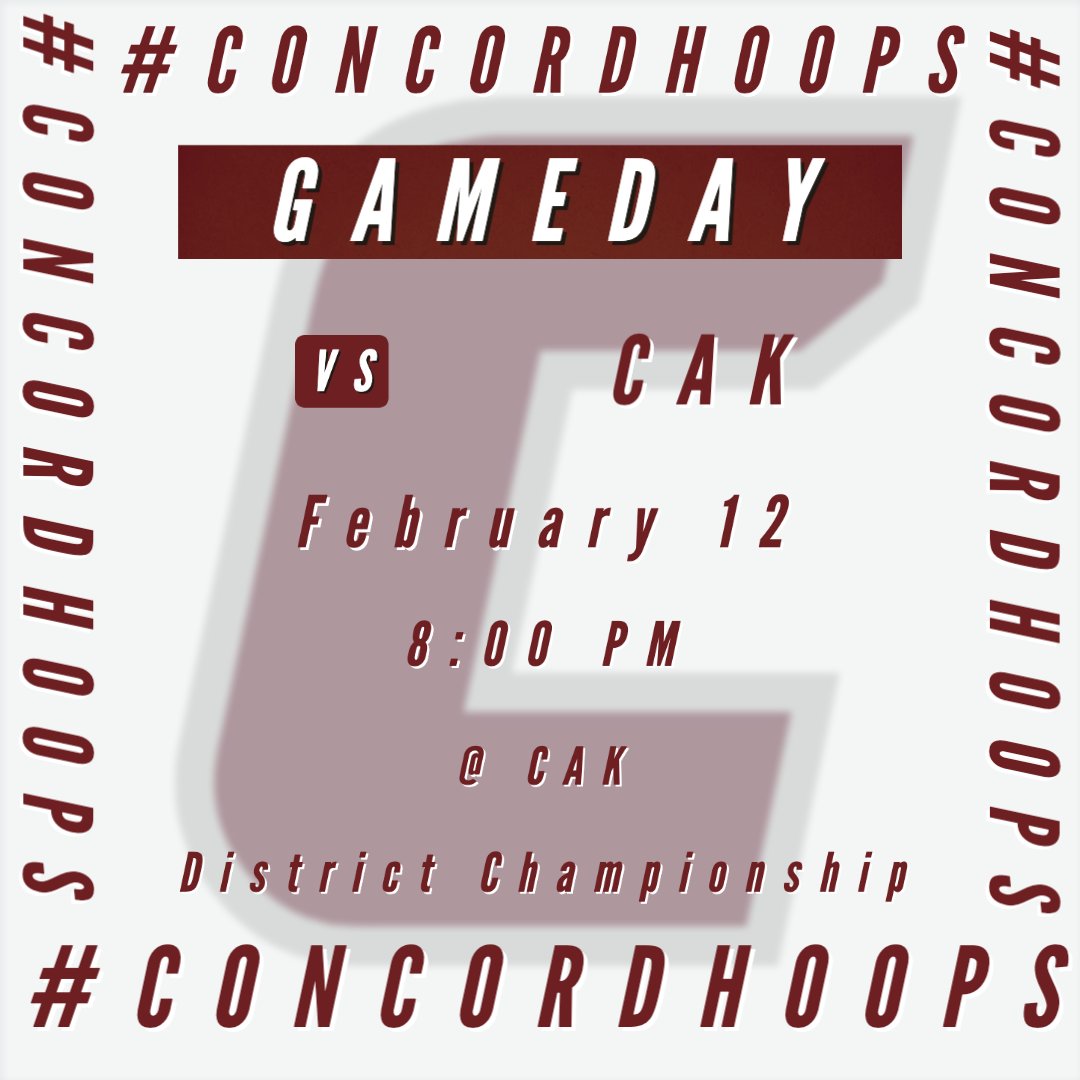 basketball_ccs's tweet photo. ‼️District Championship‼️

🆚 CAK
⏰ 8:00 PM
📍 CAK

Looking to make history tonight and bring home the first-ever District 🏆 for our school! We need all the support from fans and parents tonight!

(Rumor is it's a WHITEOUT ⚪️⬜️)

#CONCORDHOOPS https://t.co/CQkKAB9Plq