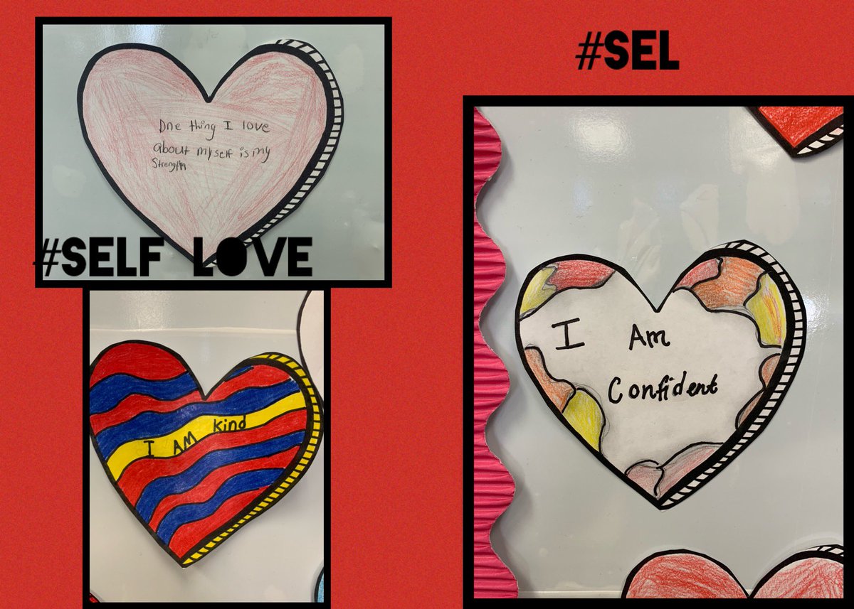 jmercurioteach's tweet photo. Students completed a SEL Self Love activity today.  We discussed self love and students filled out a heart stating what they loved about themselves.  @RcollinsJudon @GortonHS @MrMoralesAP @lrlandsman @YonkersSchools https://t.co/NU87HCHOFO