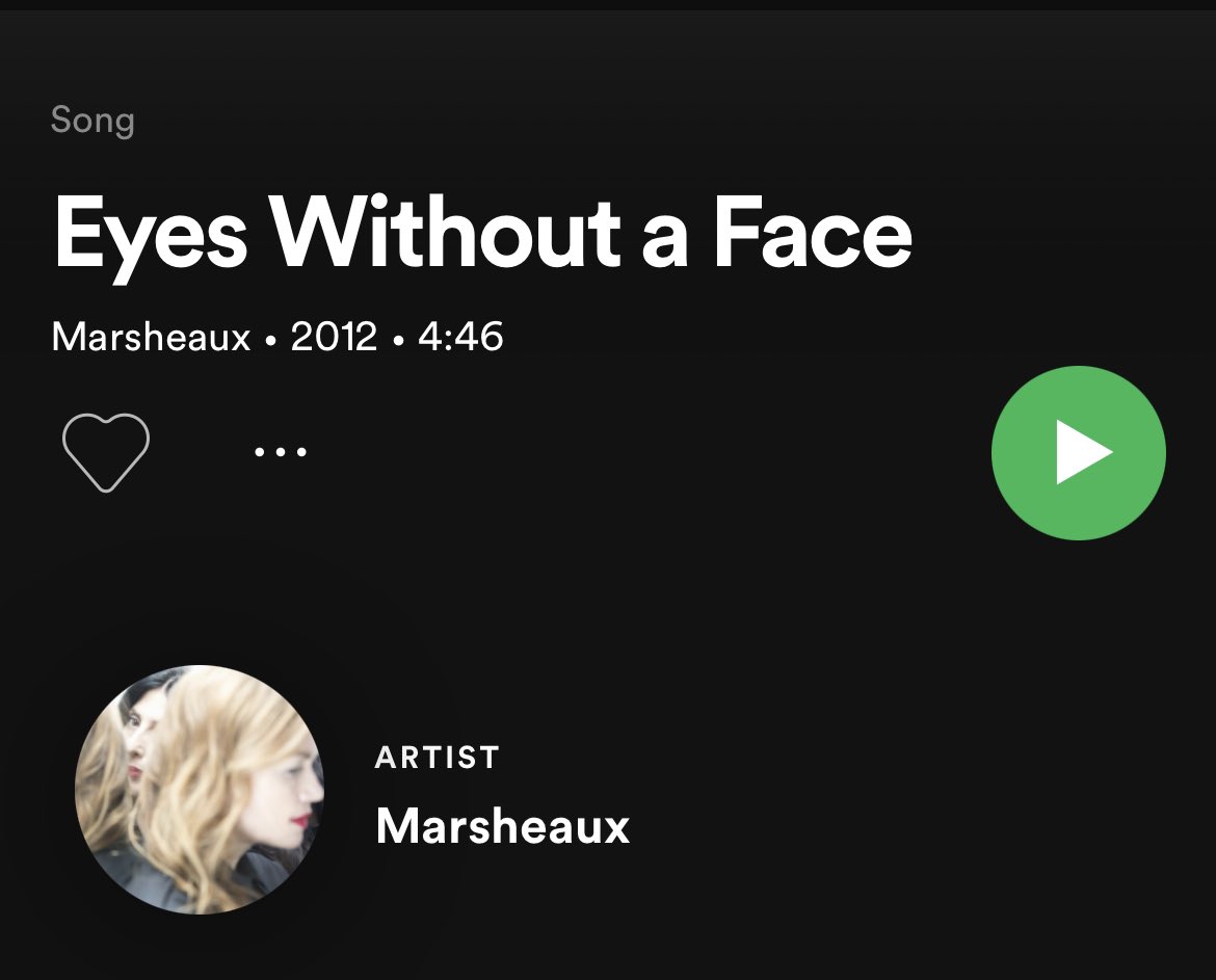 IFULIVELINGENUFFUGET2HEAR:
Listening to #marscheaux Eyes without a Face cover