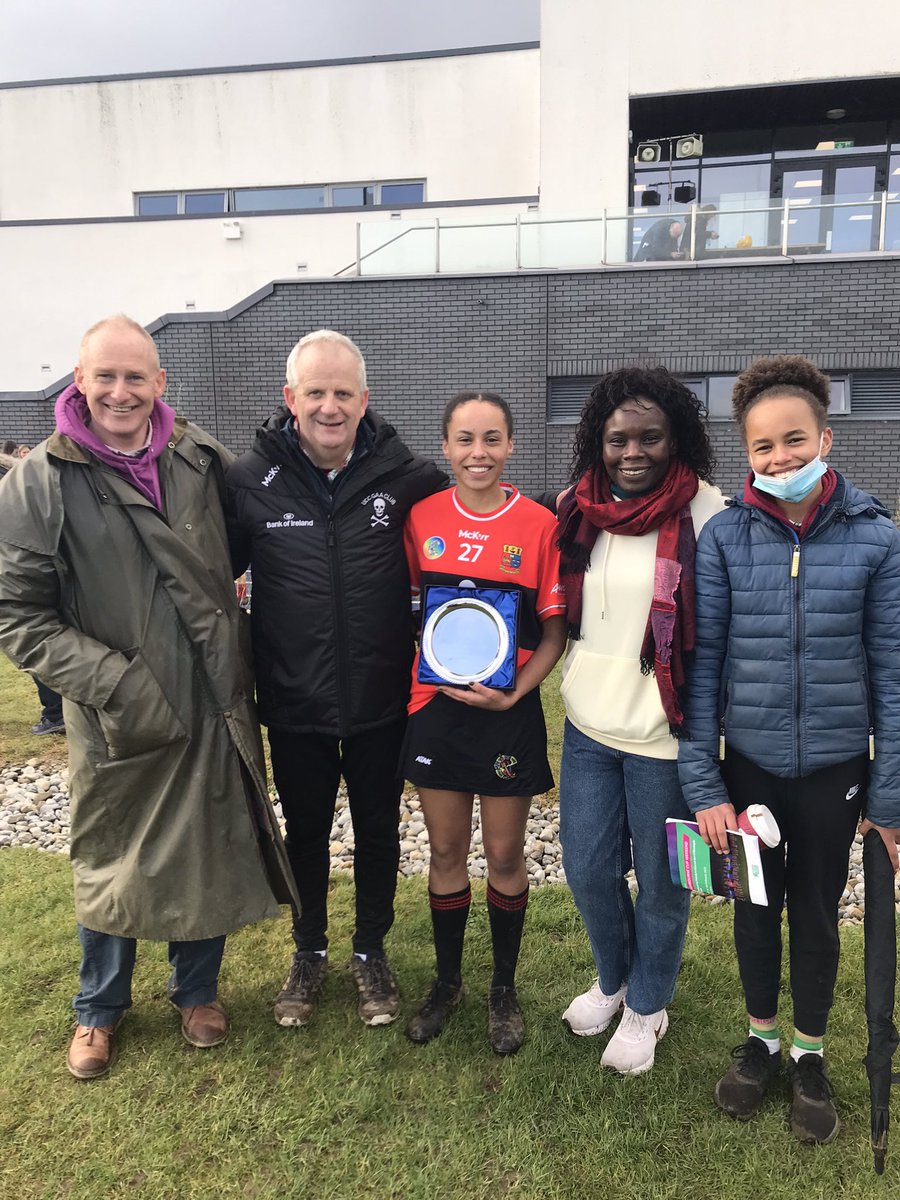 Congratulations to Ciara O’Connor, player of the match in the Fr Meaghair cup final pictured with her family and UCC coach Jerry Wallace. Ciara gave a brilliant performance in the final. Well done to the Rapparees player! <a href="/UCC/">UCC Ireland</a> <a href="/UCCSport/">UCC Sport</a> <a href="/3rdLevelCamogie/">Electric Ireland Third Level Camogie</a> <a href="/wexfordcamogie/">Official Wexford Camogie</a>