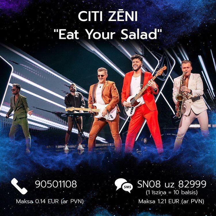 JanisForte's tweet photo. 💥Grupa @citi_zeni ir gatavi startam @LTV_Supernova finālā ar kārtas numuru "8". Ja patīk - balso!💥 #CitiZēni #EatYourSalad #Supernova2022 #Eirovīzija #ForteProduction #TeamSalad🥬 https://t.co/e1fdfn3y4o