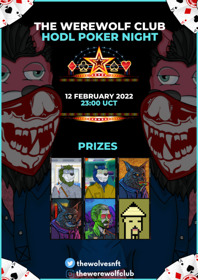 thewolvesnft's tweet photo. Are you ready for Bingo (22:30 UTC) and Poker (23:00 UTC) Events today? 🔥🐺
More than 20 NFTs Prizes: @KozyKoalasNFT @thewolvesnft @UndeadSols etc!

You need to have a WereWolf NFT to participate.

#WWC #werewolves #nft #Solana #SolanaNFTs  #NFTCommmunity #Solanart #nfts https://t.co/amJ3lMzTcm