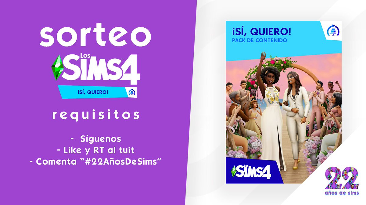 ¡SORTEO EXPRESS! 🔥💕 

Sigue la fiesta, y estamos regalando un código de Los Sims 4 ¡Si, quiero! Pack de Contenido

REQUISITOS:

- Síguenos
- Dale like y RT al tuit
- Deja un comentario con el hashtag #22AñosDeSims 

El sorteo se cierra MAÑANA 13/02 🤞🍀