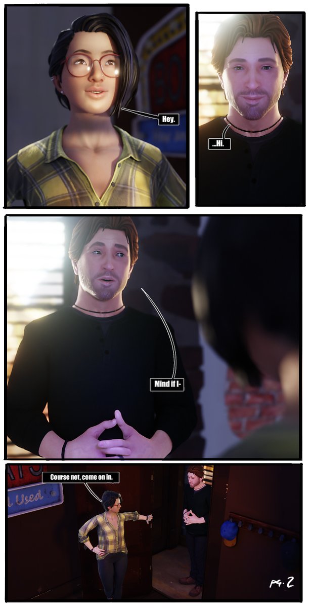 TheWindyHobo's tweet photo. (PART1) Posted that render of Alex a while ago and I'm posting the whole thing now. Alt timeline in which Gabe is still alive. Also Alex being the best wingwoman. Light mention of #chenrich, implied #chencan #LifeisStrangeTrueColors #alexchen #ryanlucan https://t.co/nHf7Dc8j6t