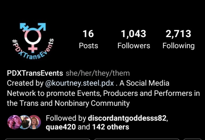 We recently just surpassed 1,000 followers on Instagram. It's only been a couple of weeks but it's already growing so fast. I want to say thank you to everyone for their support as we've gotten started. So please, go check us out on Instagram @pdxtransevents
