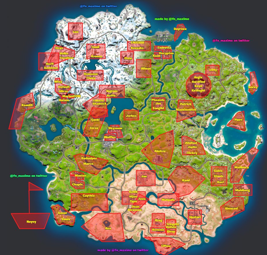 fn_maxime's tweet image. EU SOLO CASH CUP SESSION 5 DROPSPOT MAP 
I will update in the comments 
(comment if you/somone else changes)
 
Please ❤️♻️,Worked a long time on this and to let every player see it.