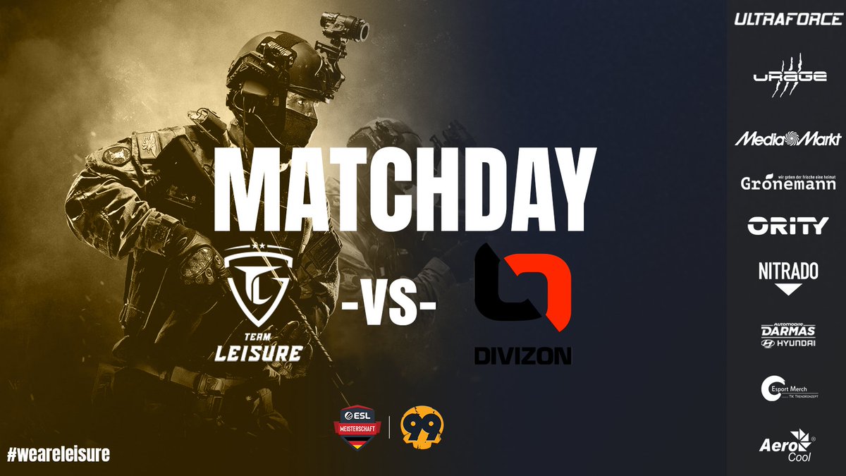Es geht los! Matchday für #CSGO in der #ESLMby99DMG!

🆚 <a href="/DIVIZONgg/">DIVIZON</a>
⏰ 20:30 Uhr (today)
📺 twitch.tv/lpagents (<a href="/LP_Agents/">LPAgents</a>)

#weareleisure <a href="/ESLGermany/">ESL Germany</a> <a href="/99DAMAGEde/">99Damage</a>

powered by:
@urage_gaming <a href="/AerocoolGlobal/">Aerocool</a> <a href="/wwwultraforcede/">Ultron - Ultraforce</a> <a href="/ORITYgg/">ORITY</a> @nitrado <a href="/TKtrendkonzept/">ESport Merch</a>