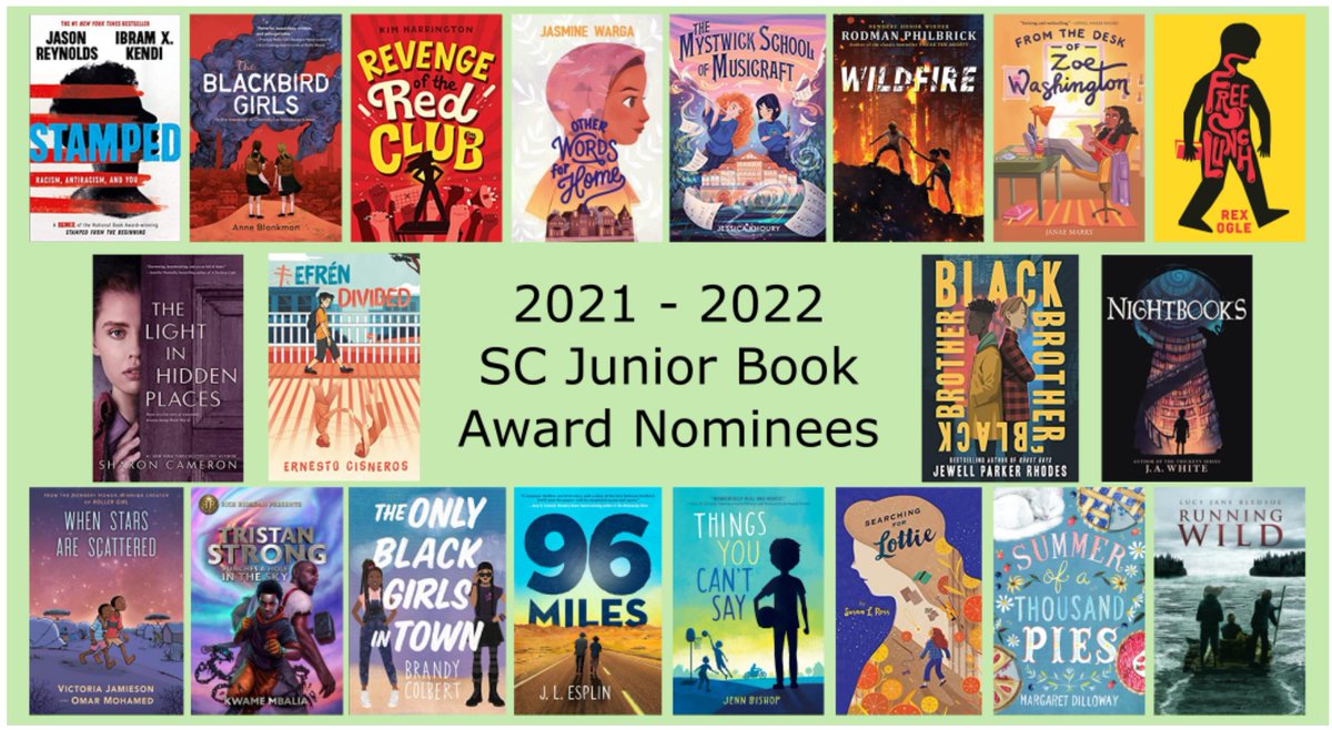 DCMSMediaCenter's tweet photo. Enjoyed these titles? Like to draw? Enter the SC Book Award bookmark contest! You must use the official entry form &amp; each student may only submit 1 entry. The 1st place winner will receive $50! Due Thursday! https://t.co/qG9SuVashp @DutchmanCreekMS @RHSD_LMS @SCASLNet #SCJBA https://t.co/4sK0nfnRZP