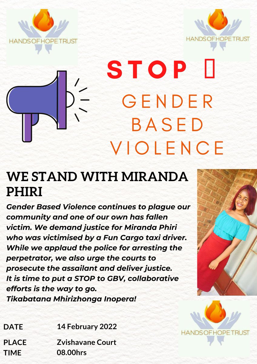 HandsofHopeTru1's tweet image. Our own, Miranda Phiri was assaulted by a Fun Cargo taxi driver on Thursday. She sustained injuries &amp;amp; her valuables damaged.
The perpetrator was arrested &amp;amp; will be in Zvishavane court on Monday 14 February. We call upon the court to deliver justice!
#EndGBV 
@WCOZIMBABWE
