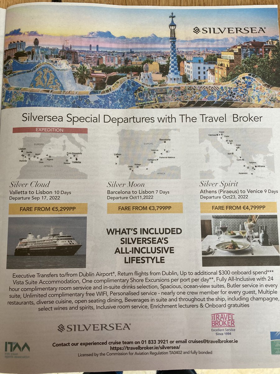 Delighted to be working with <a href="/Silversea/">Silversea</a> and booking our lovely clients on some of these amazing #Silversea #Cruises