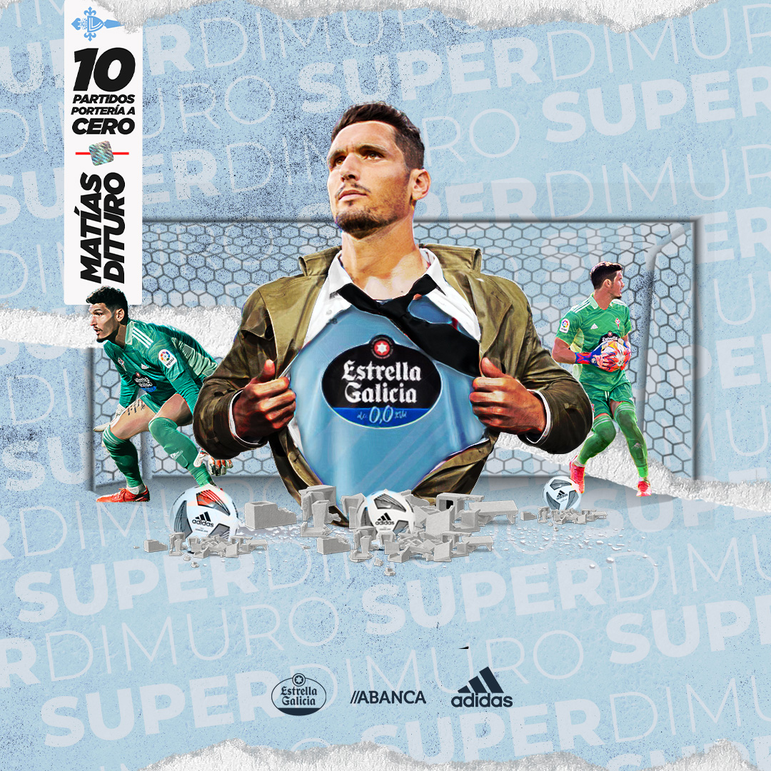 RCCelta's tweet photo. 🚫💪 ¡¡𝐃𝐈𝐌𝐔𝐑𝐎!! 💪🚫
Diez partidos de @LaLiga manteniendo la portería a cero. ¡ENOOORMEEE!
#DiMuro #RCCelta https://t.co/lF57s07PTU