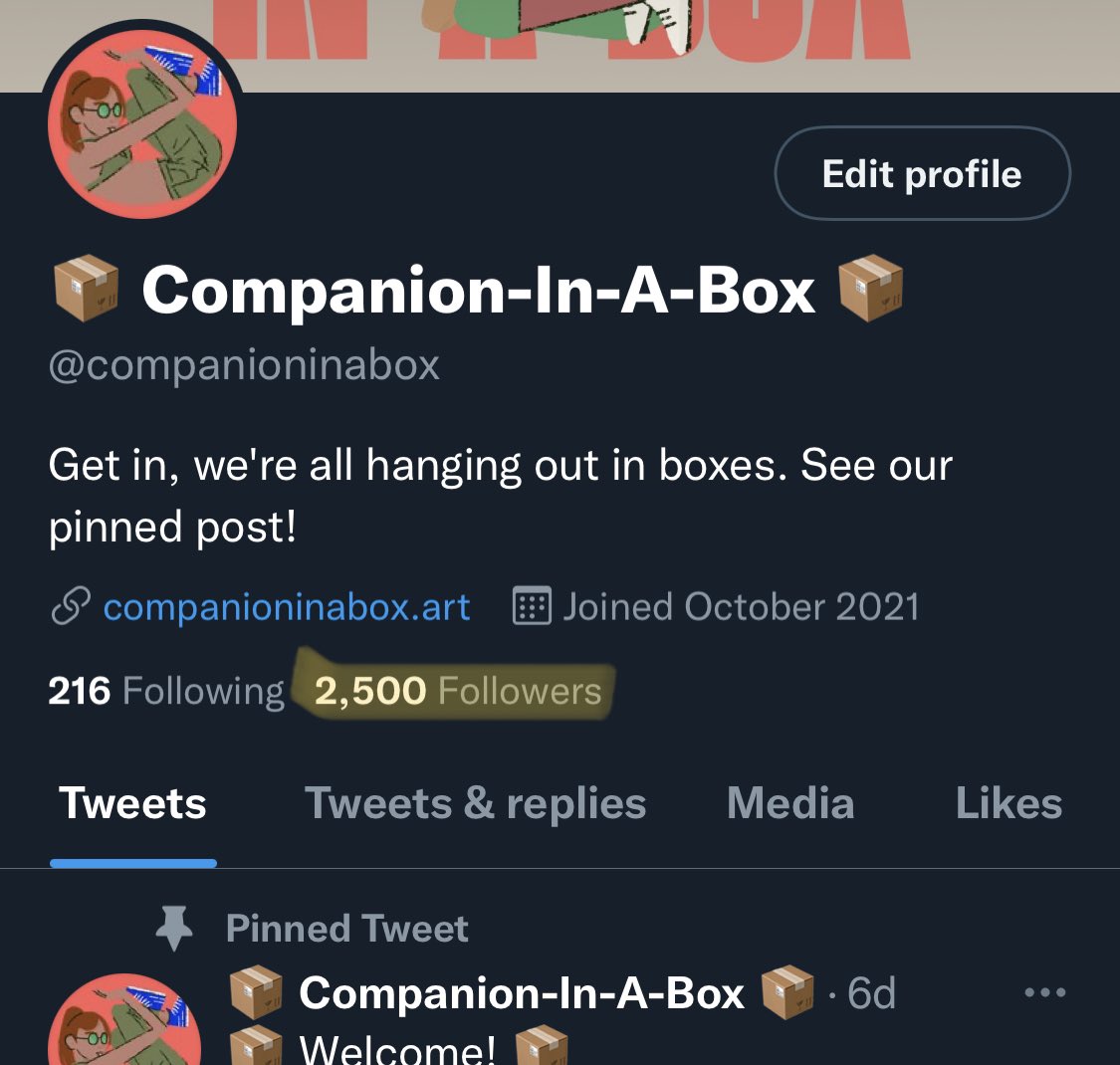 companioninabox's tweet image. 😱 2,500 followers!! 😱
What do you think about doing a giveaway to celebrate? 3 winners get a CUSTOMIZED companion NFT. Not whitelist, the actual NFT, free!

To enter, just make sure you’re following, retweet and drop your eth address! 👇