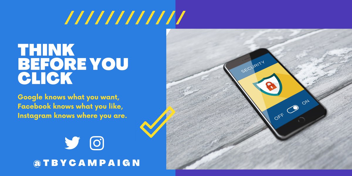 TBYCampaign's tweet photo. #Google knows what you want, #Facebook knows what you like, #Instagram knows where you are
Do you really know who holds your #privacy?🔒
Join the #awarenesscampaign and learn more about your #datarights 
𝐎𝐖𝐍 𝐘𝐎𝐔𝐑 𝐃𝐈𝐆𝐈𝐓𝐀𝐋 𝐏𝐑𝐈𝐕𝐀𝐂𝐘 𝐍𝐎𝐖!✊
#ThinkBeforeYouClick https://t.co/7my8jROXiG