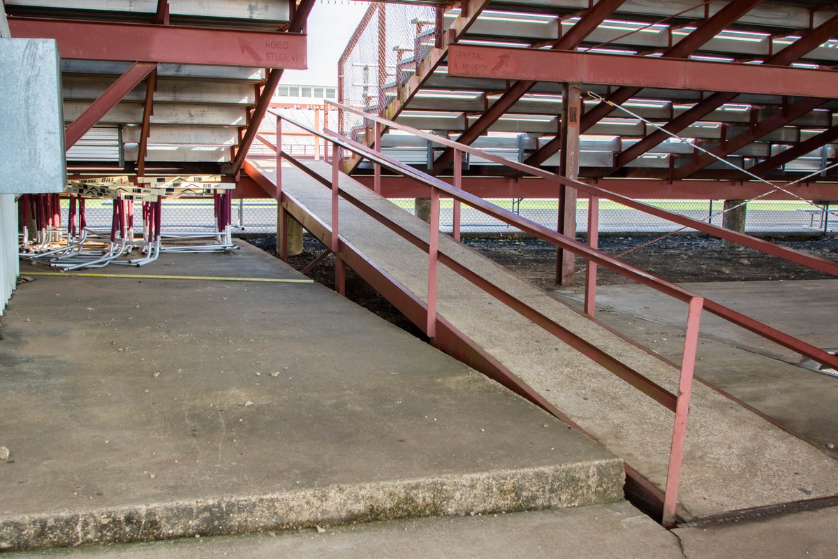 redoakisd's tweet photo. When the home stands are reconstructed, the press box will be renovated and space added. The entrance area will be user-friendly for all accommodations. A new scoreboard will be added to the north endzone area after the locker rooms and restrooms are removed. #RObond22 https://t.co/m8ID5Z2Fa5