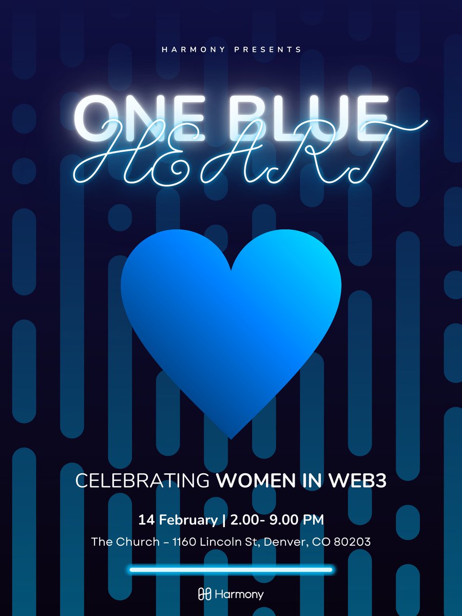 harmonyprotocol's tweet photo. 1/ Harmony (@harmonyprotocol) is thrilled to introduce "ONE BLUE HEART💙" at @EthereumDenver 🎉

🗓️When: 14th February, 2pm - 9pm
🗺️Where: The Church, 1160 Lincoln St, Denver

Come meet us in #ETHDenver https://t.co/xo08aM1MqF