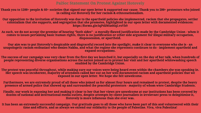 Cambridge Palestine Solidarity Society (PalSoc) tweet media