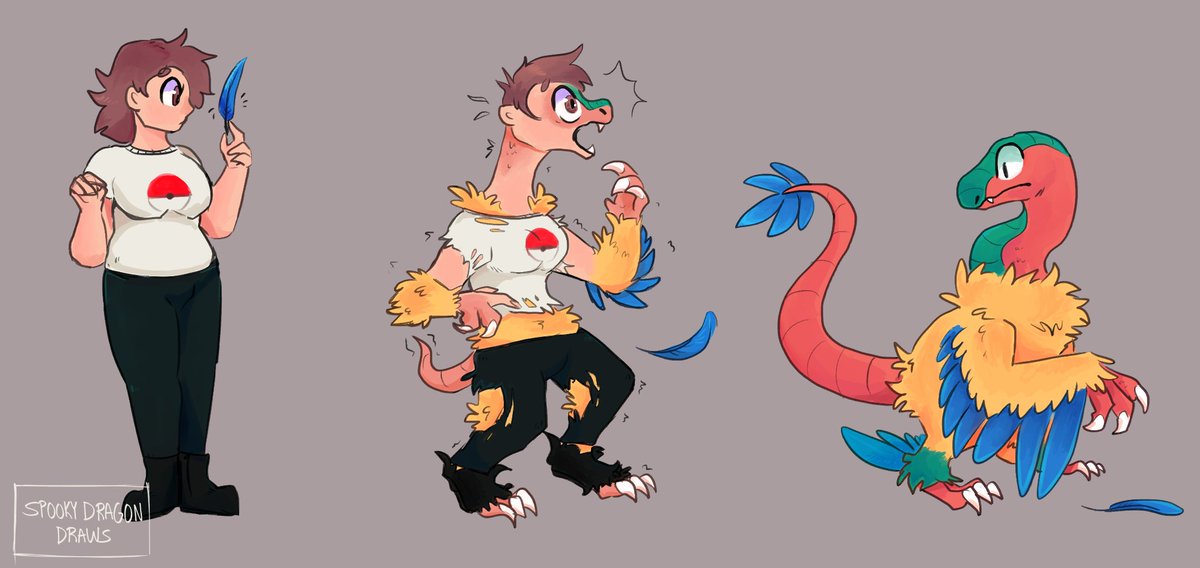 Ah well, I should really know better than picking up strange feathers I find outdoors 🪶
~~~
#TFEveryday #transformation #Pokemon #transfur