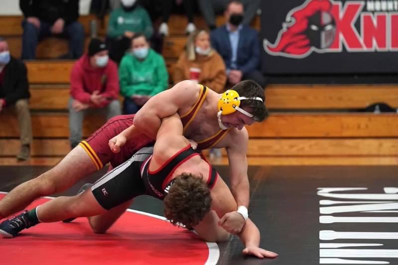 Good luck to our wrestlers Carter, Charlie, Ryan and Sean who are competing in the second round of districts today.🦁🤼‍♂️#Rollpride