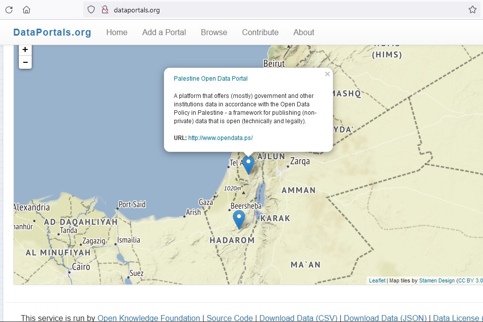 Palestine #OpenData Portal is on the DataPortals map 
منصة #البيانات_المفتوحة في #فلسطين على خارطة منصات البيانات المفتوحة العالمية