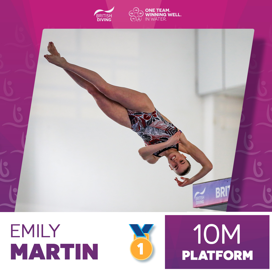 It's <a href="/em1lymart1n/">Emily Martin</a> who takes the #NDC2022 Women's  Platform title! 🥇

Her final got off to the perfect start with a superb Forward 3 1/2 Somersaults Pike (107B) 💪