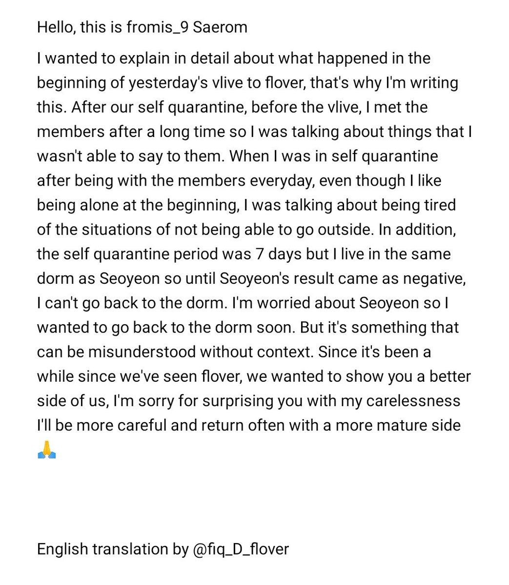 fromisfanboy999's tweet photo. 1st pic - tl;dr of saerom's explanation from a flover
2nd pic - original post
3rd pic - translated post of the explanation from a flover

#ApologizeToSaerom
#AllkpopApologizeToSaerom
#WeLoveYouSaerom https://t.co/gFNFe3qFOq