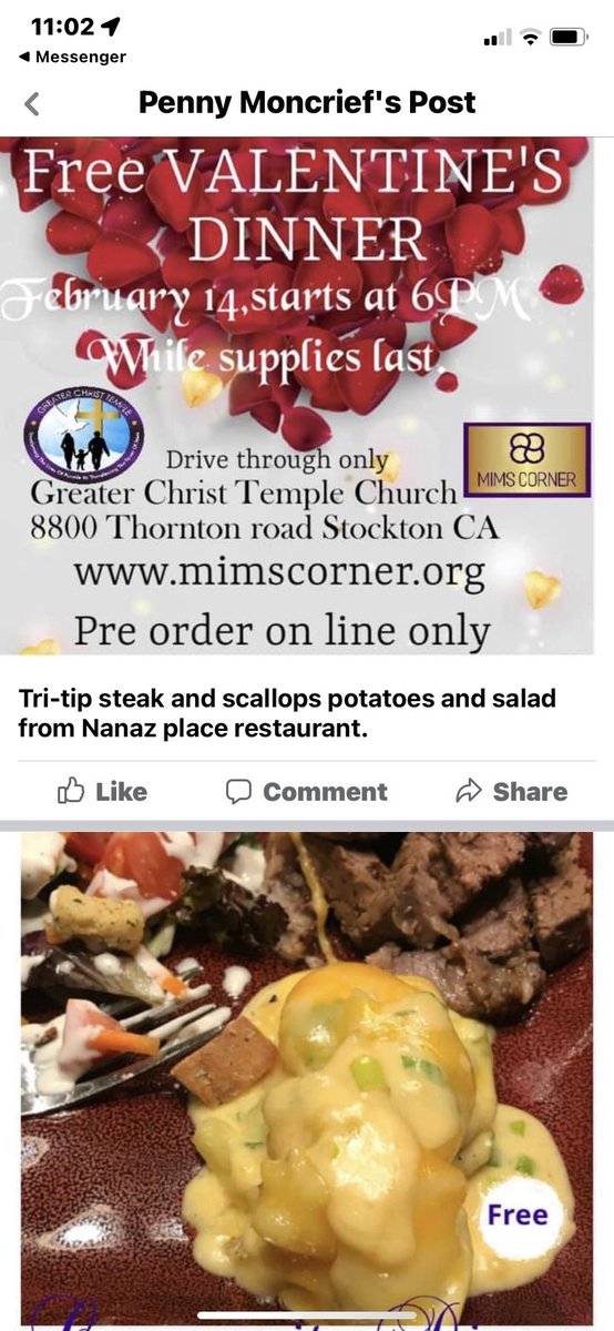 PMims7's tweet image. Free Community drive through dinner information