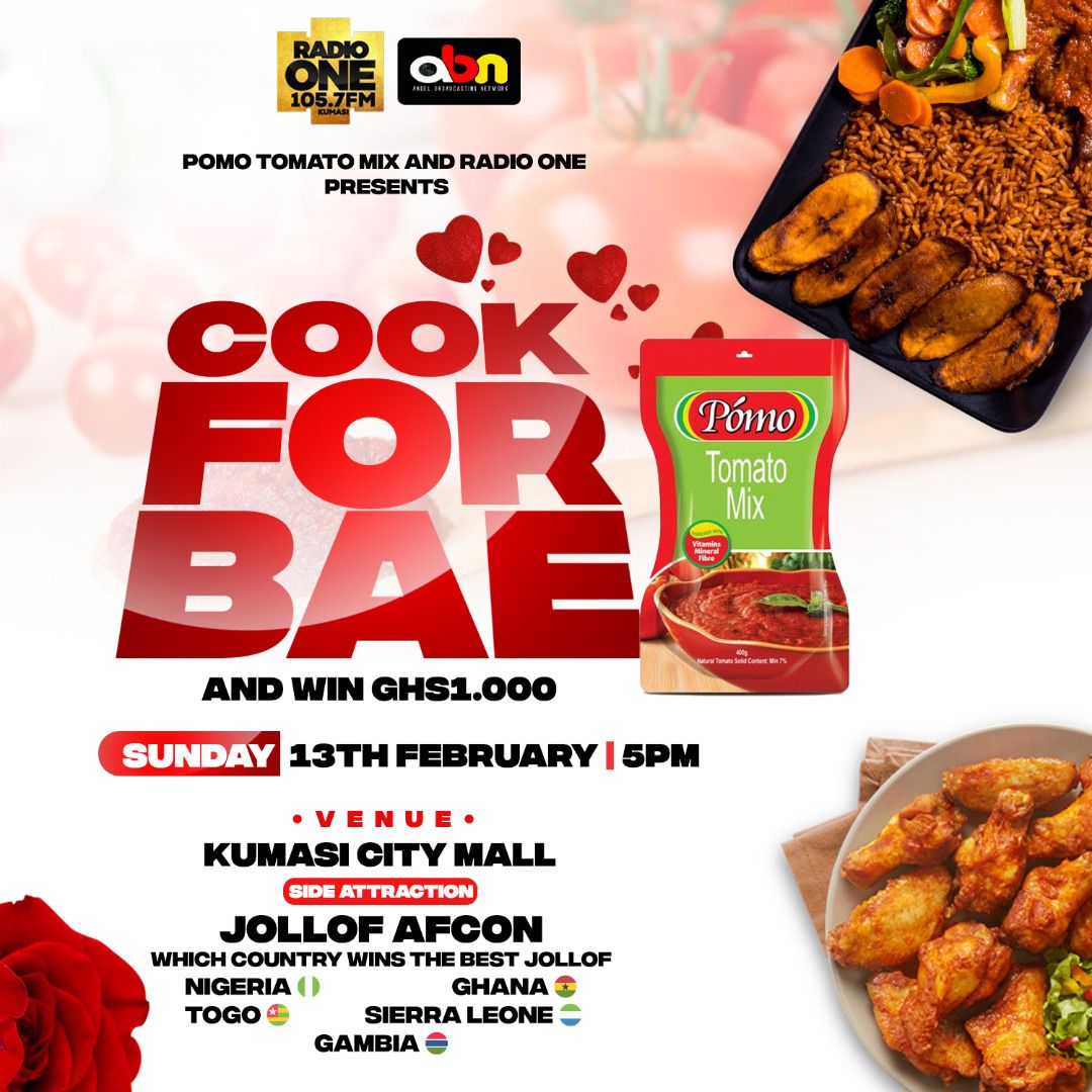SIWGhana's tweet photo. Winner stands the chance of walking away with a cool 1,000gh. Happening tomorrow at the kumasi city mall. 5pm prompt!!
#CookForBae
#RadioOne
#WhereMusicLives https://t.co/TaNwkBauIi