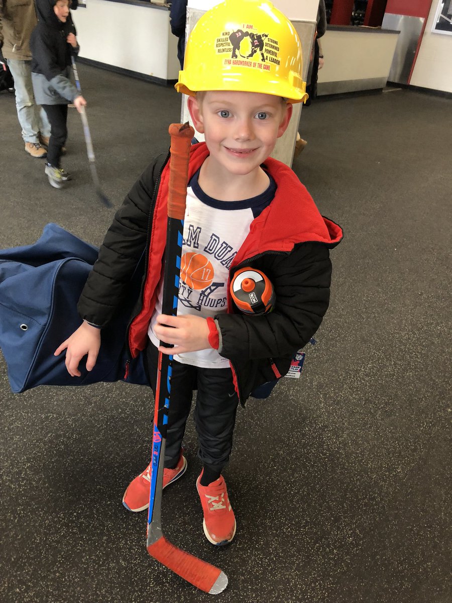 CoachDaulton's tweet photo. Hard hat award for hardest worker after todays game! I tell him just like I tell our players, hard work will ALWAYS make up for lack of talent. On a side note, I still strongly believe dads should be allowed to drive the Zamboni. #JustOneTimePlease https://t.co/fcQ6xGLjqU