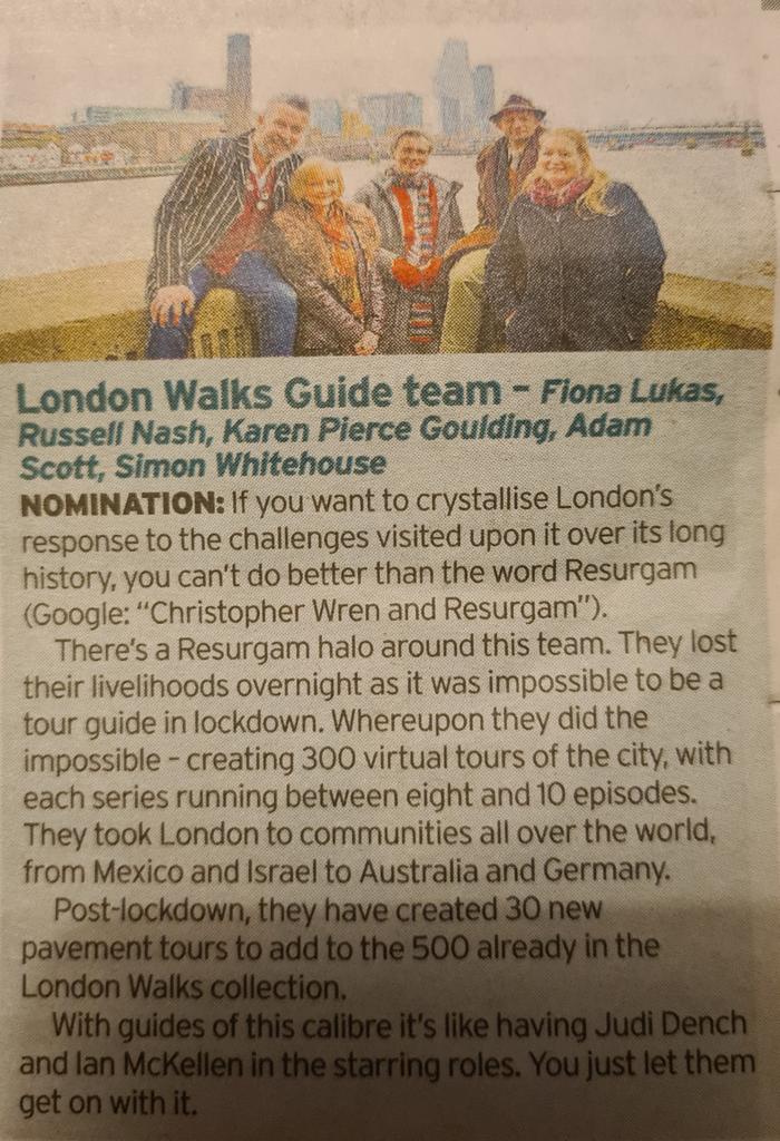 fionalukas's tweet photo. Very delighted and excited to be shortlisted, with the Story of London Team for @londonwalks as a Tourism Superstar! Voting opens on Monday, so brace yourselves for more details...
#tourismsuperstar2022 #thestoryoflondon #virtualtours #visitengland #LetsDoLondon #guidelondon https://t.co/UjuRJ7SKao